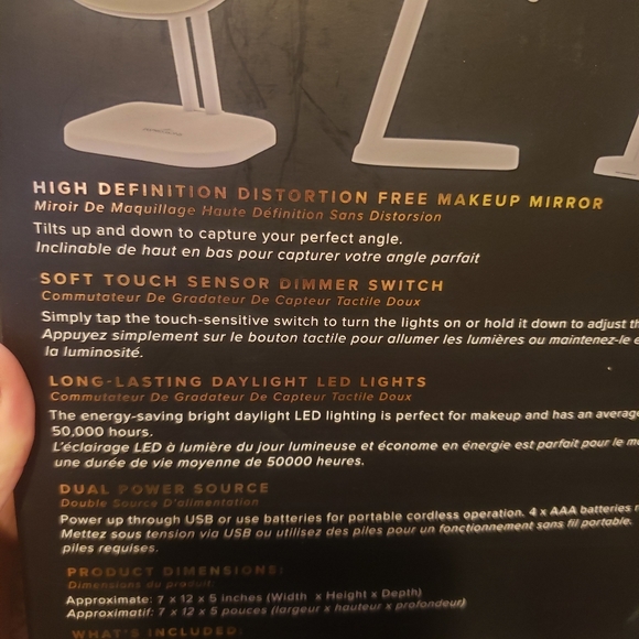 BNIB Touch Light Up Mirror (cordless!) - Picture 3 of 3